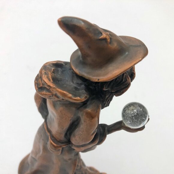 Wizard Merlin Bronze Statue Figurine 6" w/Crystal Ball Heavy 2.25Lb - Picture 9 of 9